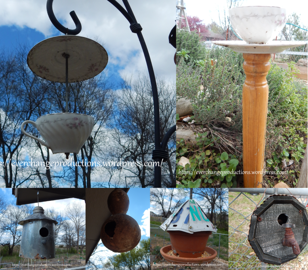 Simple Repurposing Ideas to Add Purpose to Your Garden: Upcycled bird feeders and bird houses