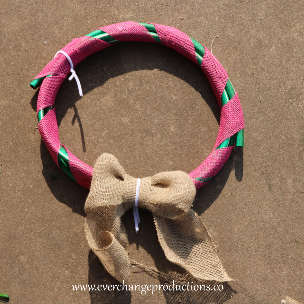 Upcycled Hose Wreath Step 3