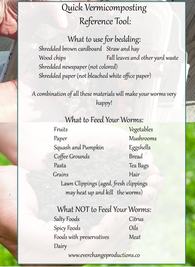 Quick Reference For Vermicomposting: What to Feed and What Not to Feed Your Worms