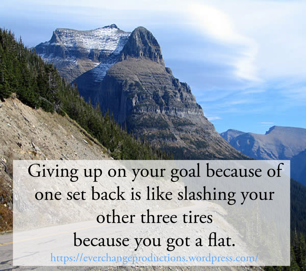 Need some Monday Motivation to start your week off? Just remember: "Giving up on your goal because of one set back is like slashing your other three tires because you got a flat."