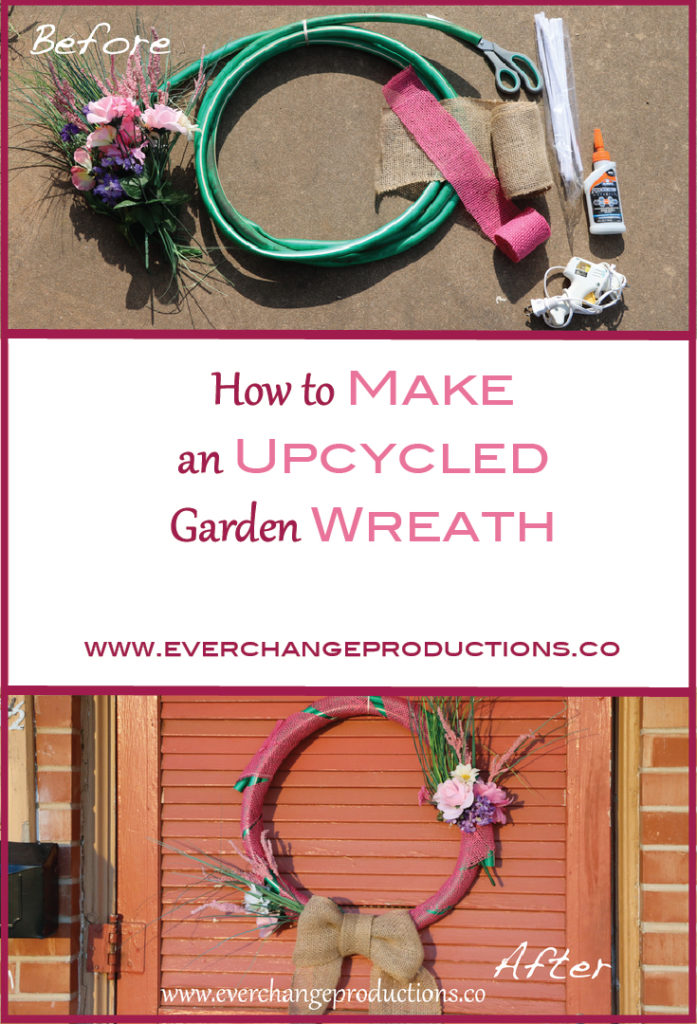 Looking for the perfect Mother's Day gift? Or adorable front door wreath made from an upcycled water hose! This upcycled garden hose is a perfect addition to your spring home decor while still using materials you have at home.