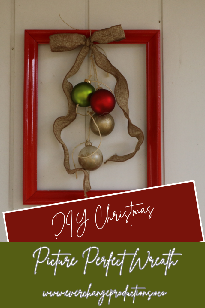 Final step with completed wreath and caption with "DIY Christmas: Picture Perfect Wreath"