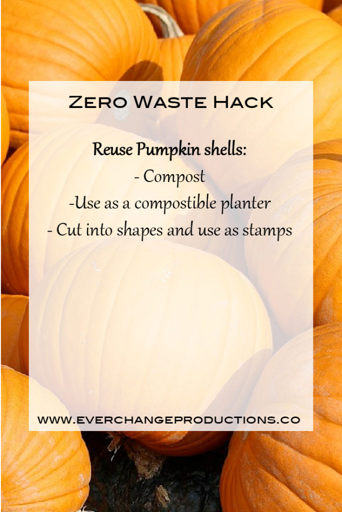Zero Waste Hack: Reuse Pumpkin Shell: Compost, use as compostible planter, cut into shapes for stamps.