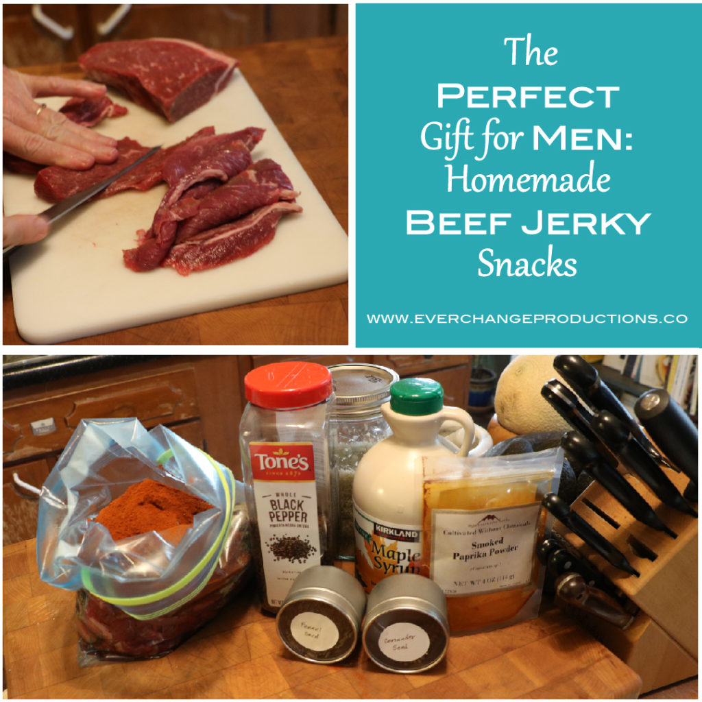 Gifts for men are difficult to find, but homemade beef jerky snacks are perfect! Learn how to prepare, marinate, dehydrate and store your beef jerky gifts!