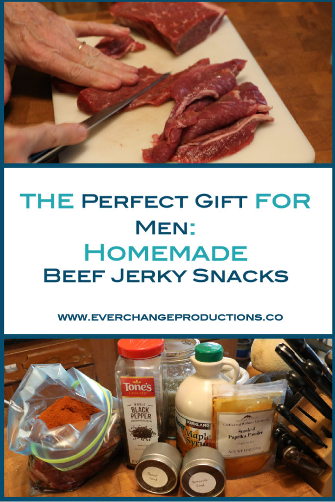 Gifts for men are difficult to find, but homemade beef jerky snacks are perfect! Learn how to prepare, marinate, dehyrdate and store your beef jerky gifts!