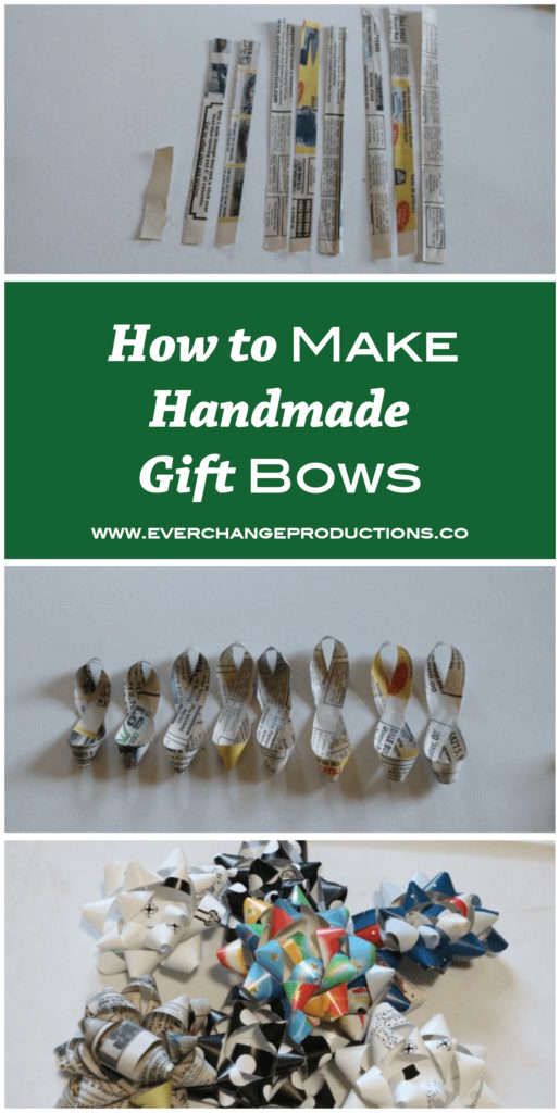 Handmade gift bows add an extra special touch to any gift. Learn how easy it is to make homemade gift bows with upcycled wrapping papers.