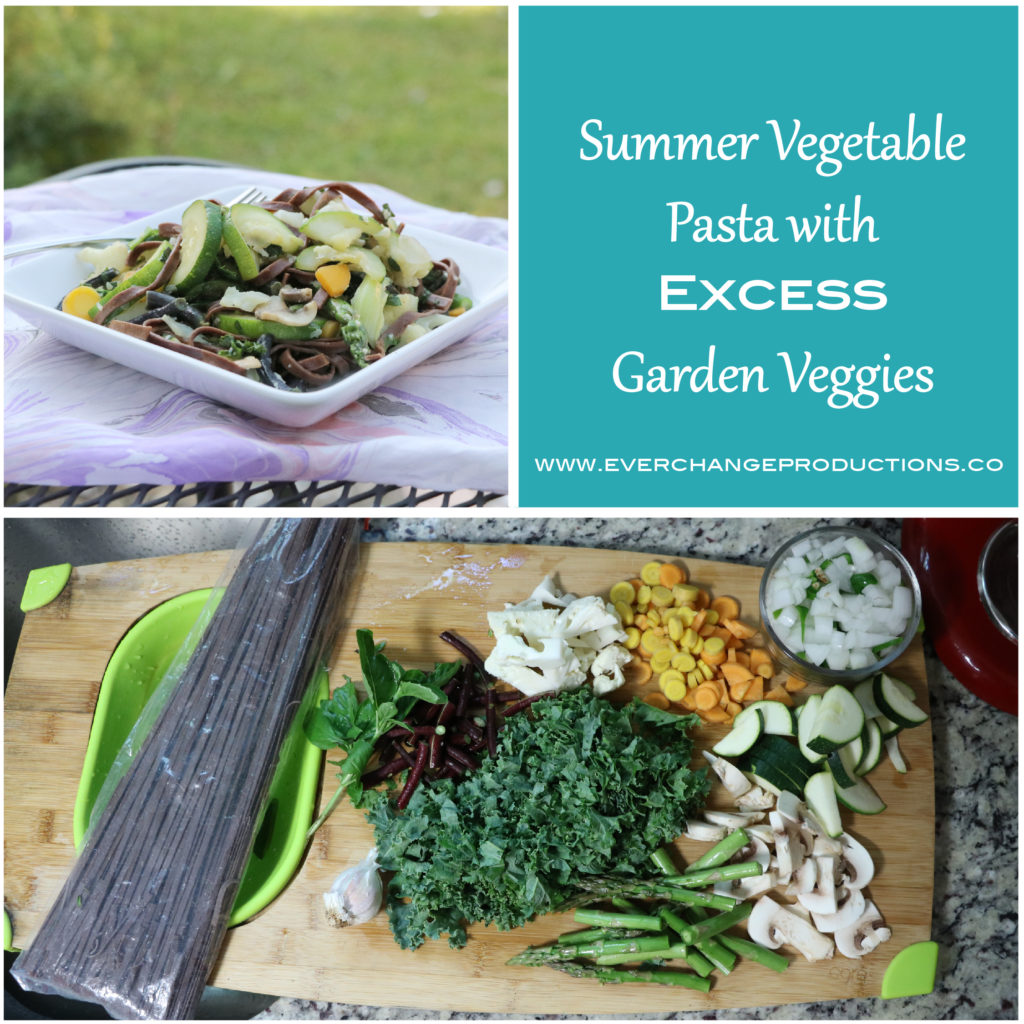 Looking for ways to use excess garden vegetables or leftovers? Summer veggie pasta is a great to use up remaining food in your fridge!