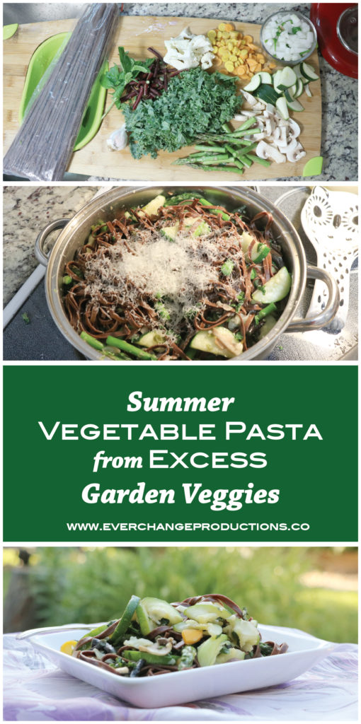 Looking for ways to use excess garden vegetables or leftovers? Summer veggie pasta is a great to use up remaining food in your fridge!