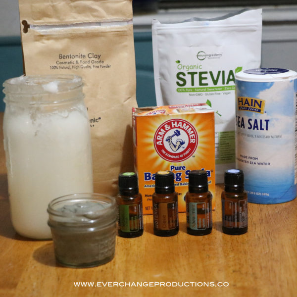 Ingredients for Zero waste toothpaste with bentonite clay