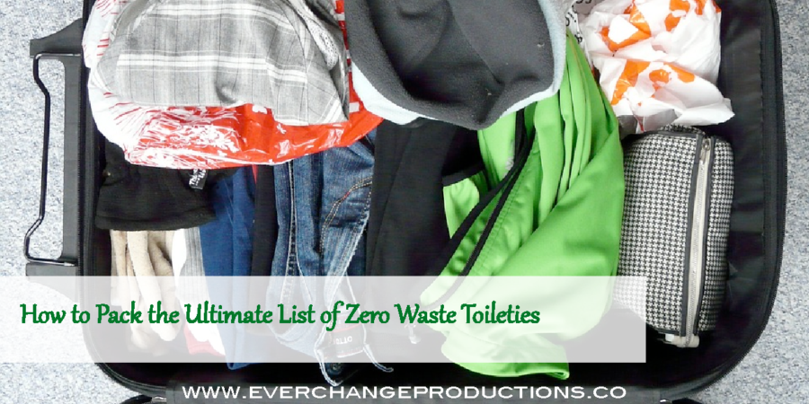 These zero waste toiletries with plastic alternatives to standard travel kits and creative storage and travel solutions using items from around the house.