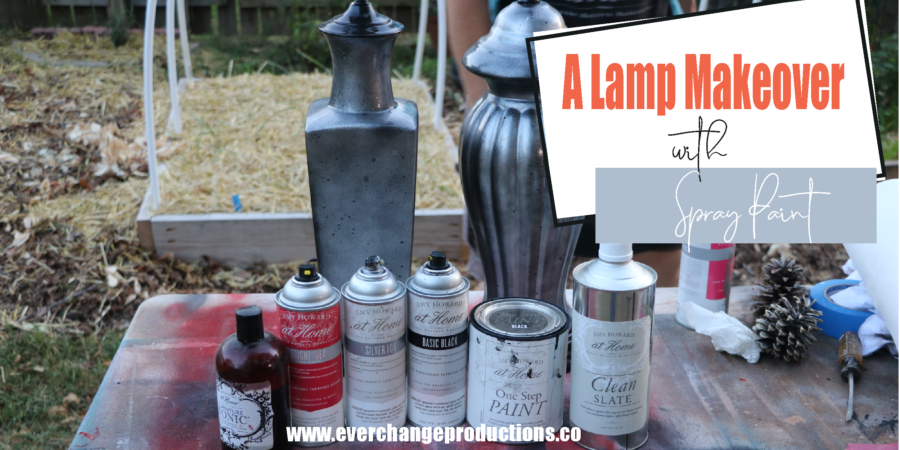 Feature image for old lamp spray paint makeover