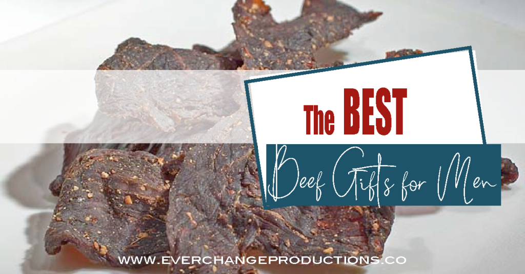 Feature picture with a steak and title "best beef gifts for men"