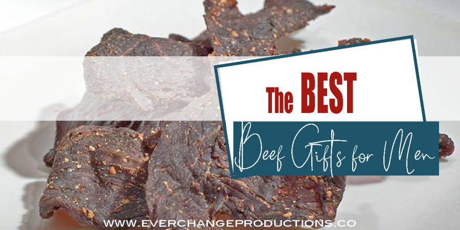 Feature picture with a steak and title "best beef gifts for men"