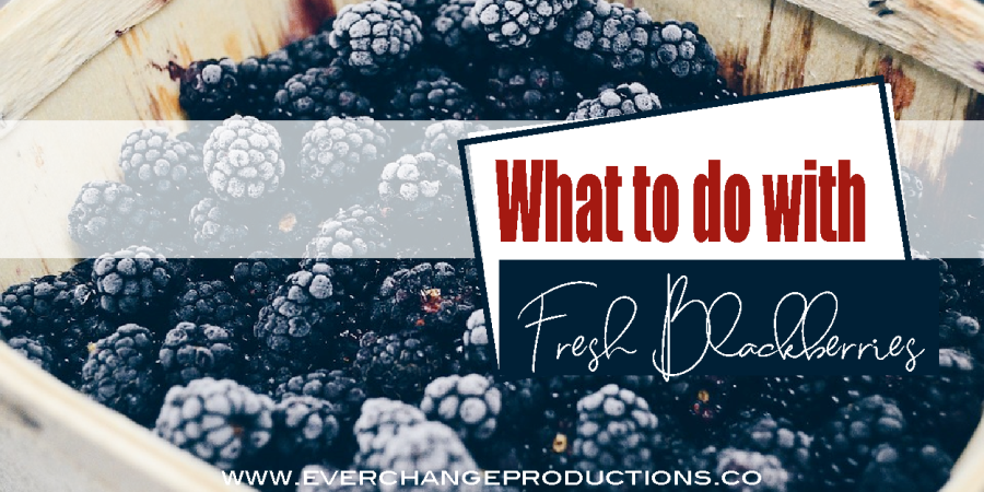 Picture of frozen blackberries dusted with sugar with words "what to do with fresh blackberries"