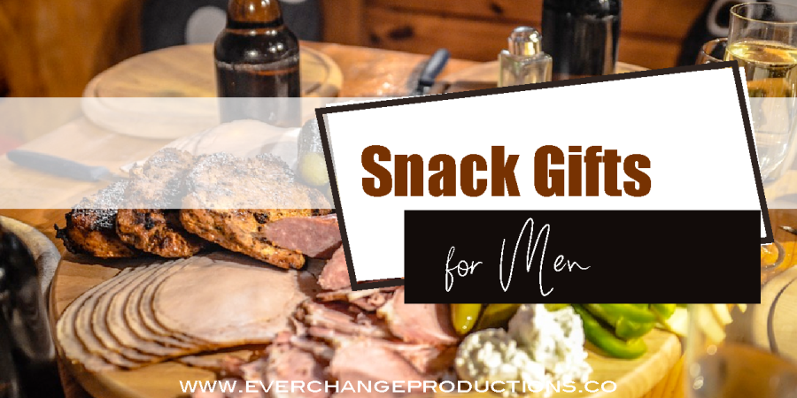 Cover photo with snacks on table with snack gifts for men