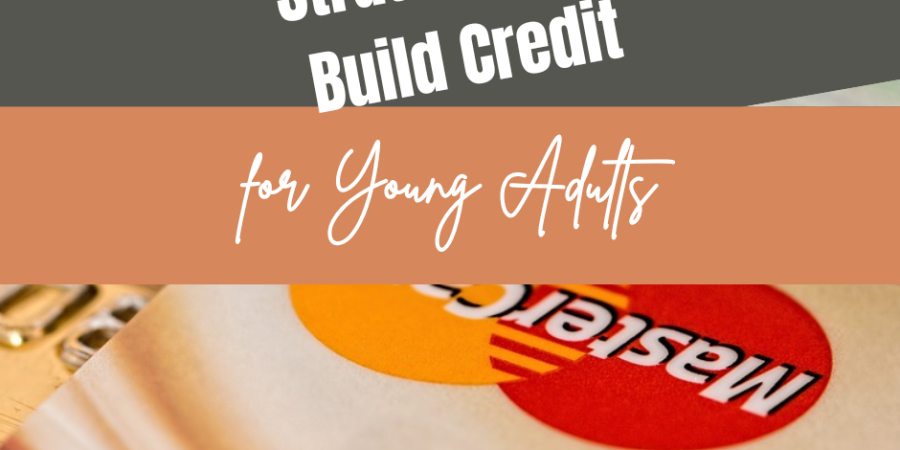 Picture of credit cards with the title "strategies to build credit for young adults"